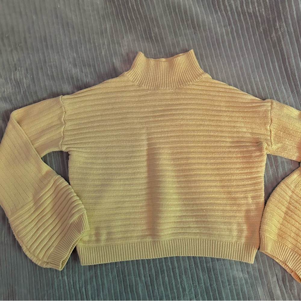 High Neck Drop Shoulder Rib-knit Sweater - Picture 2 of 2